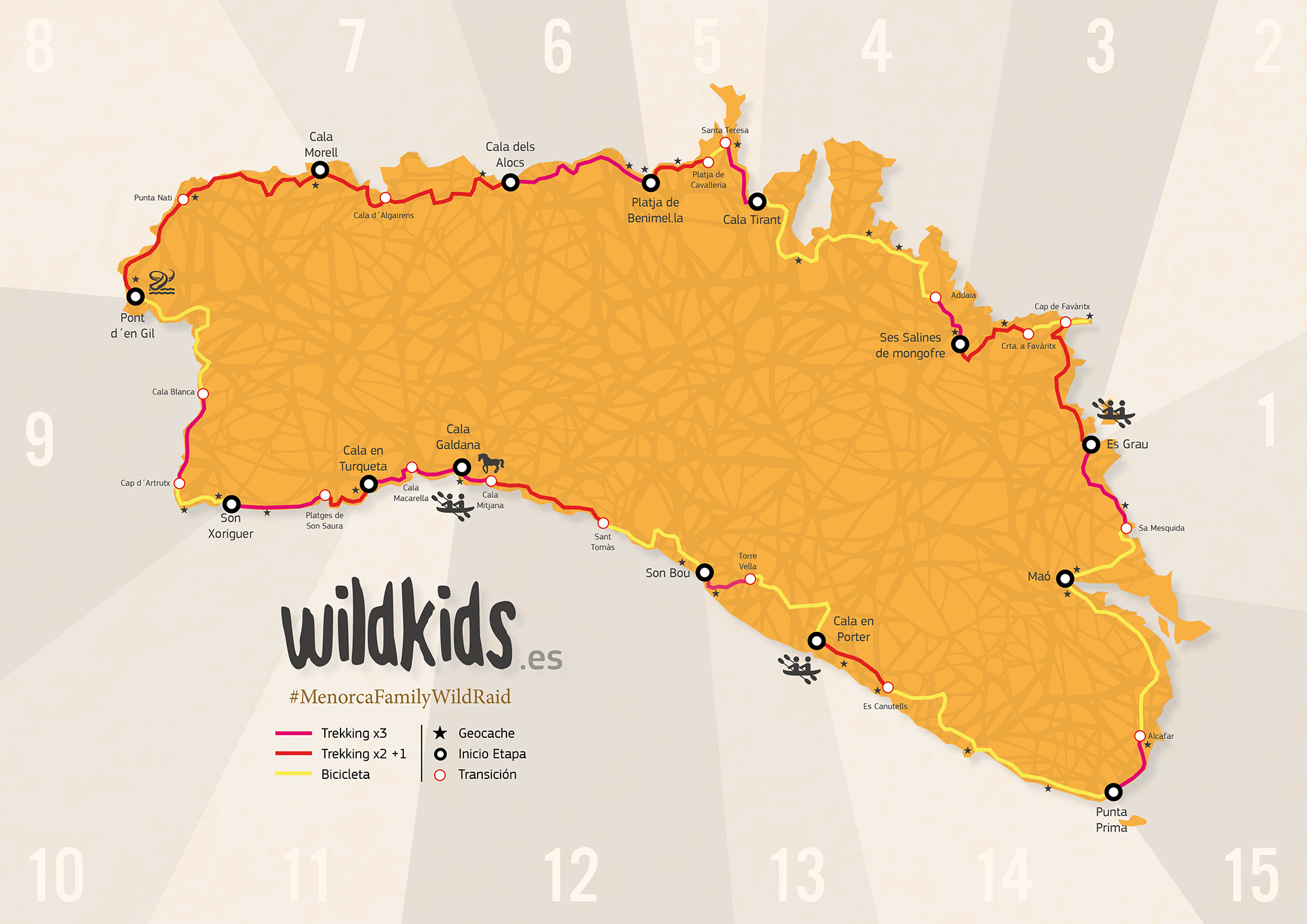 Mapa Menorca Cami de Cavalls WildKids